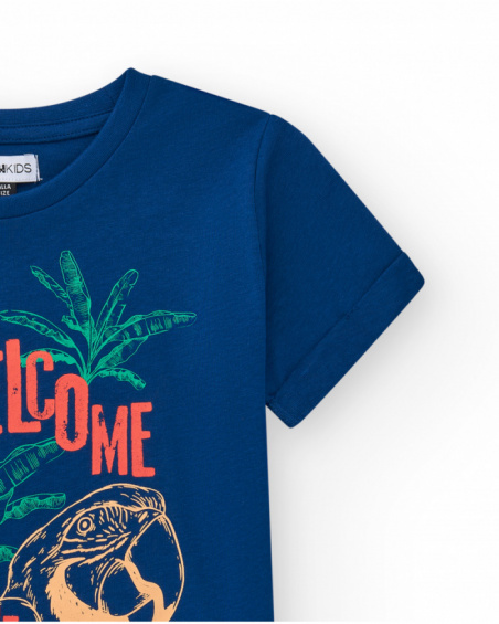Camiseta para menino em azul com estampa