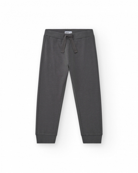 Calça para menino em cinza com cintura elástica e cordão de
