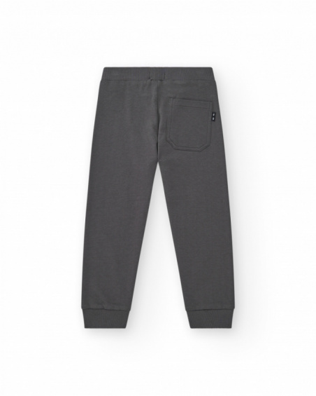 Calça para menino em cinza com cintura elástica e cordão de