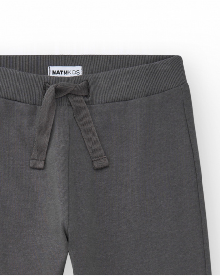 Calça para menino em cinza com cintura elástica e cordão de