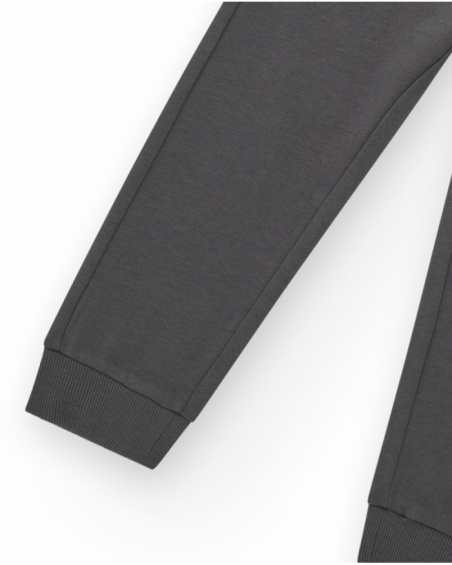 Calça para menino em cinza com cintura elástica e cordão de
