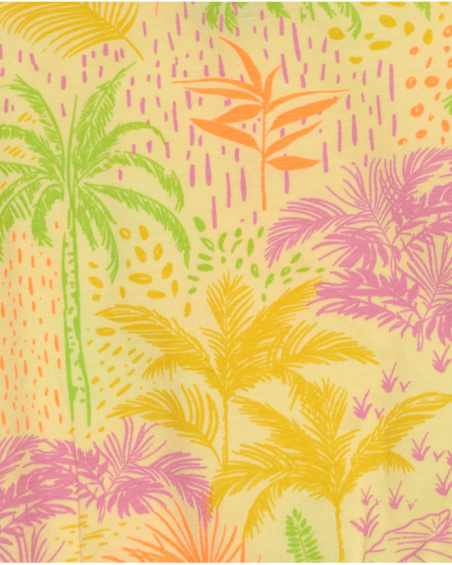 Camiseta para menina na cor amarela com estampa tropical.