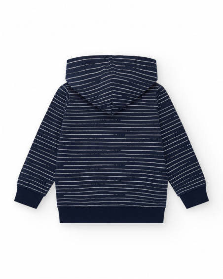 Moletom para menino na cor azul com zíper e bolsos.