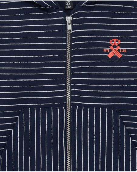 Moletom para menino na cor azul com zíper e bolsos.