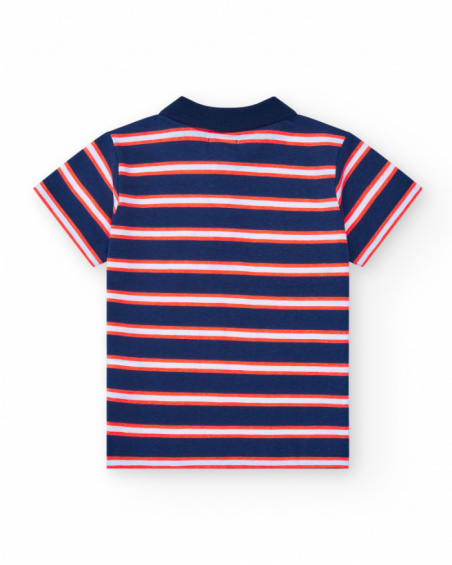 Polo para menino na cor vermelha com gola com botões e bordado