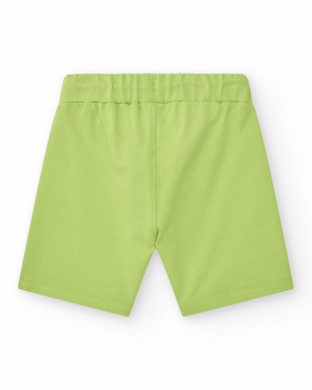 Bermudas para menino na cor verde com cintura elástica e bolsos