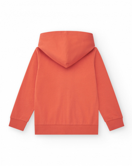 Moletom para menino em vermelho com capuz e zíper