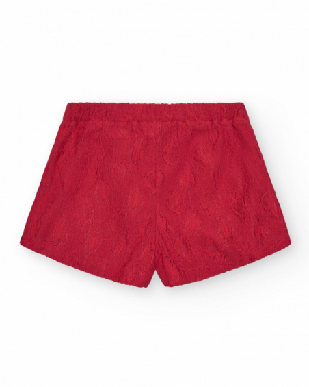 Saia-calça para menina em vermelho com cintura elástica e