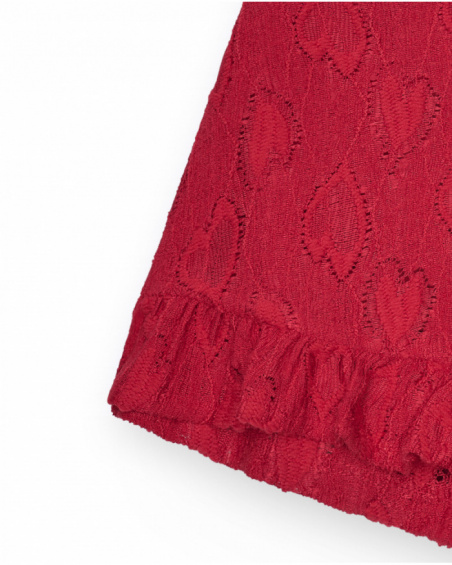 Saia-calça para menina em vermelho com cintura elástica e