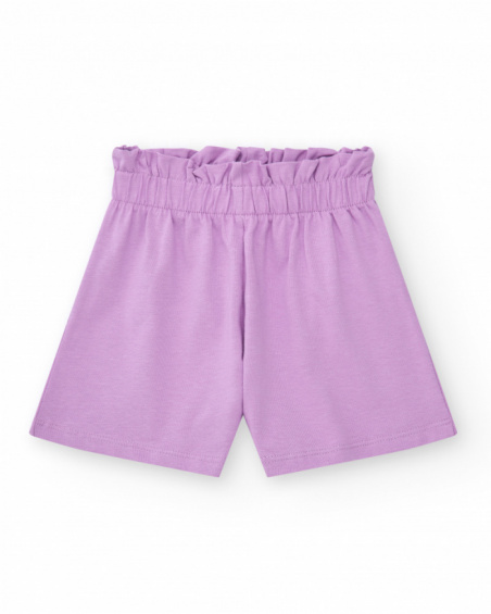 Shorts para menina em lilás com cintura elástica.