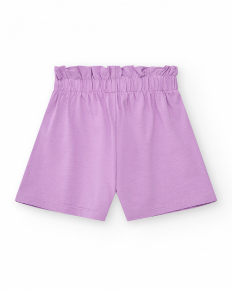 Shorts para menina em lilás com cintura elástica.
