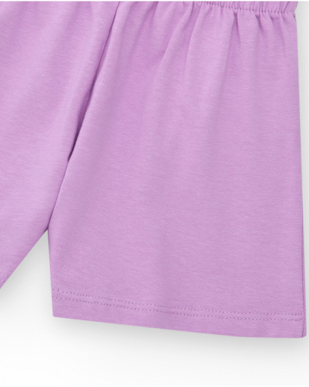 Shorts para menina em lilás com cintura elástica.