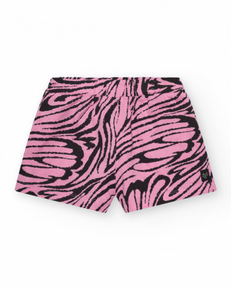 Shorts para menina em rosa com estampa animal print e cintura