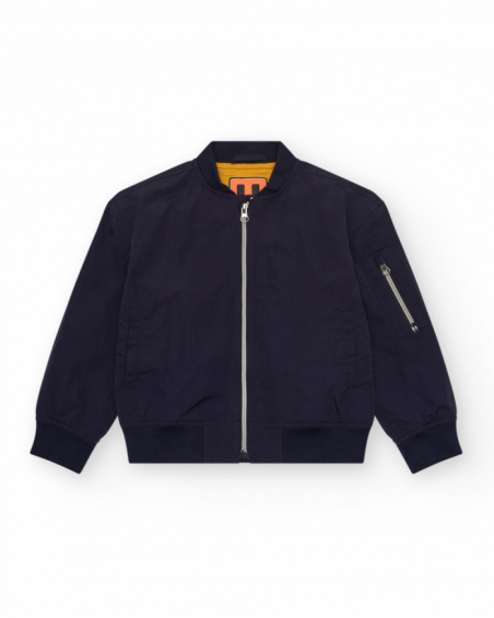 Jaqueta estilo bomber azul-marinho para menino com zíper