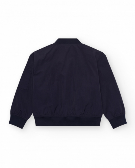 Jaqueta estilo bomber azul-marinho para menino com zíper
