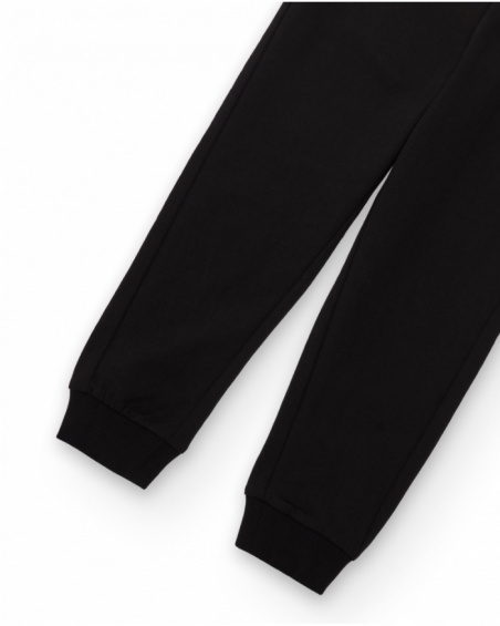 Calças jogger menino em preto com cintura ajustável