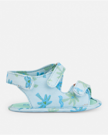 Sandálias azul claro para bebê menino com estampa tropical