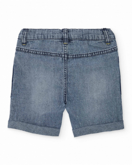 Bermuda jeans azul para menino com bolsos frontais
