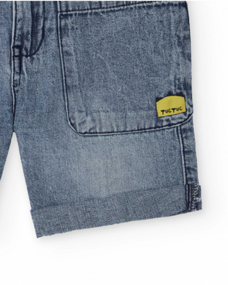 Bermuda jeans azul para menino com bolsos frontais