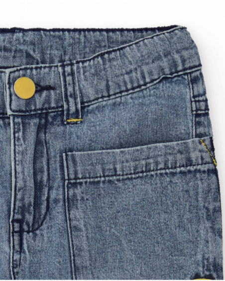 Bermuda jeans azul para menino com bolsos frontais
