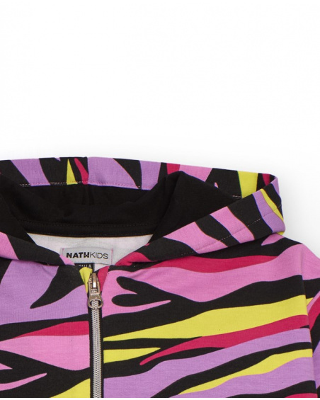 Moletom para menina com capuz e estampa multicolorida animal