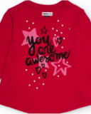 Camiseta de manga longa para menina rosa com estampa de