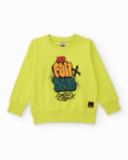 Moletom verde-limão para menino com estampa urbana