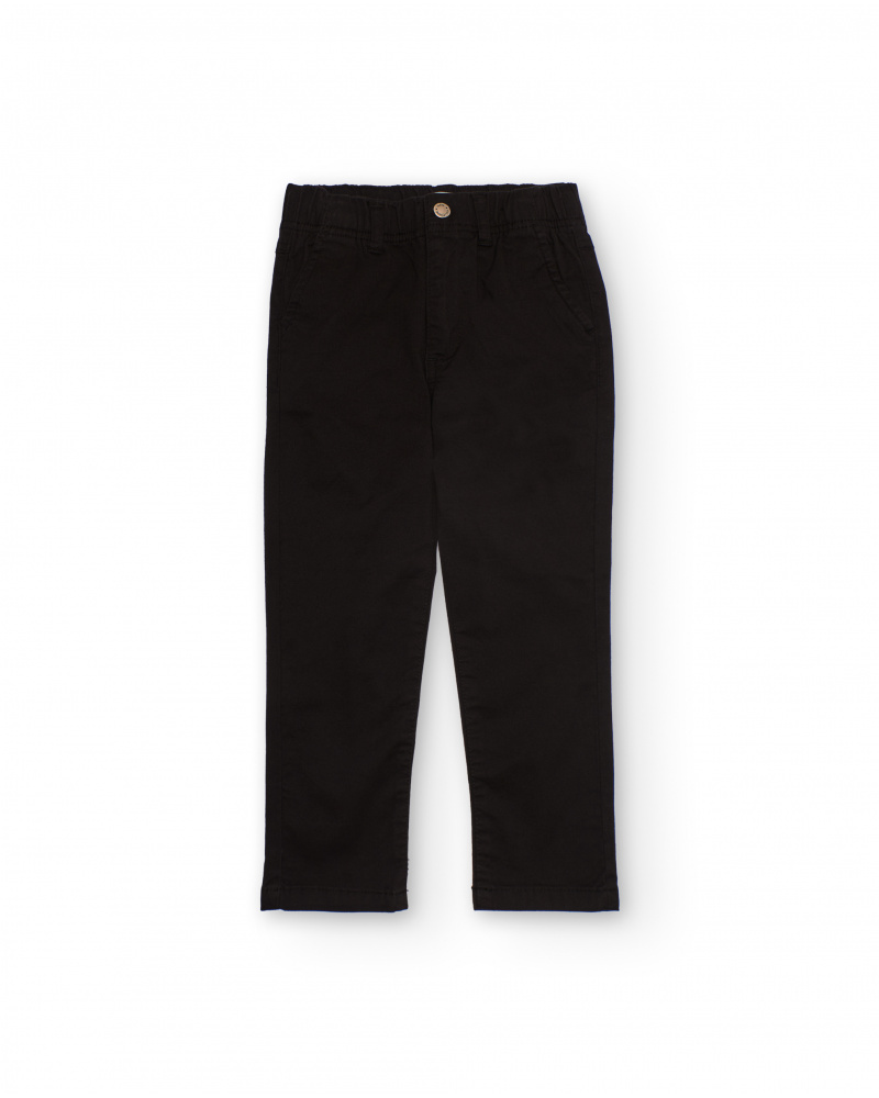 Calça chino preta para menino com cintura elástica