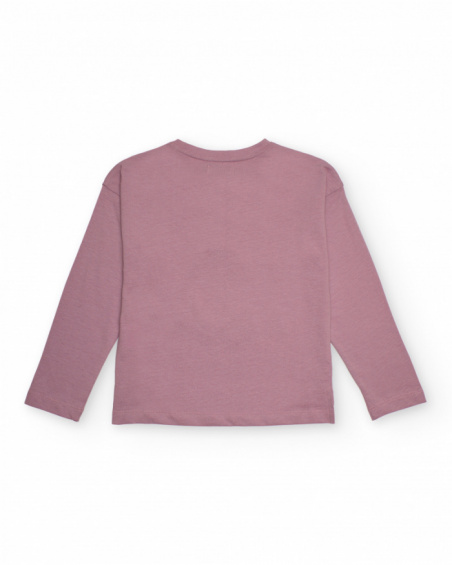 Camiseta de manga comprida rosa com estampa de copo de café