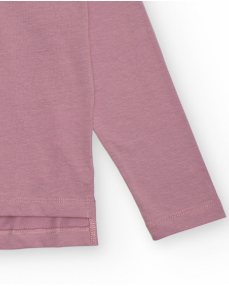Camiseta de manga comprida rosa com estampa de copo de café