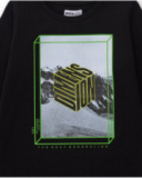 Camiseta preta de manga comprida para menino com estampa