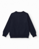 Camisola azul-marinho para menino com estampa de dinossauro