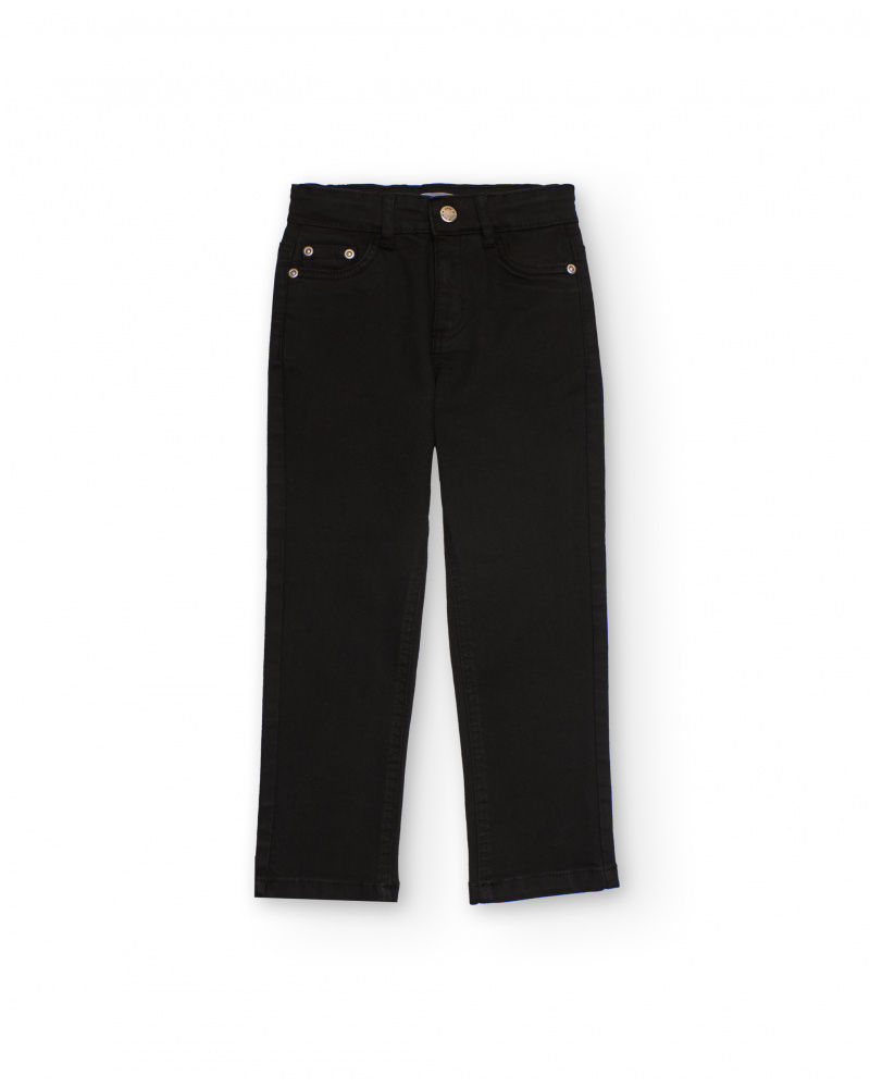 Calça jeans preta para menino com cinco bolsos