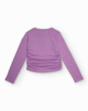 Camiseta de manga comprida lilás para menina com coração de