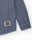 Camisa de manga comprida para menino em jeans azul