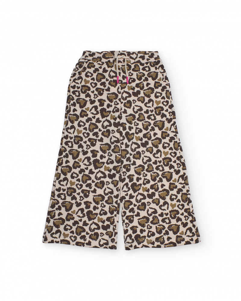 Calça larga para menina com estampa animal print