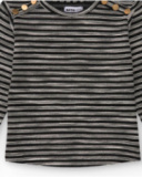 Camiseta de manga comprida para menina listrada com botões