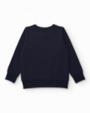 Sweatshirt azul-marinho com estampa "LET'S ROCK" em contraste