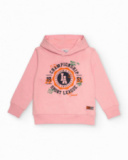 Moletom rosa com capuz e estampa esportiva para menino