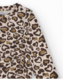 Camiseta de manga comprida com estampa animal print e franzido