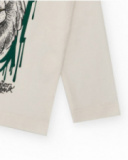 Camiseta de manga comprida cru com estampa de leão urbano para