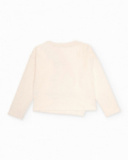 Camiseta creme de manga comprida para menina com ilustração de