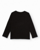 Camiseta preta de manga comprida para menino com estampa urbana