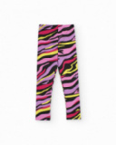 Legging multicolorida para menina com estampa de listras e