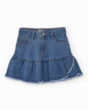 Saia jeans com babado para menina