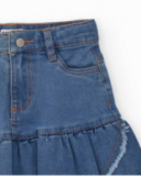 Saia jeans com babado para menina