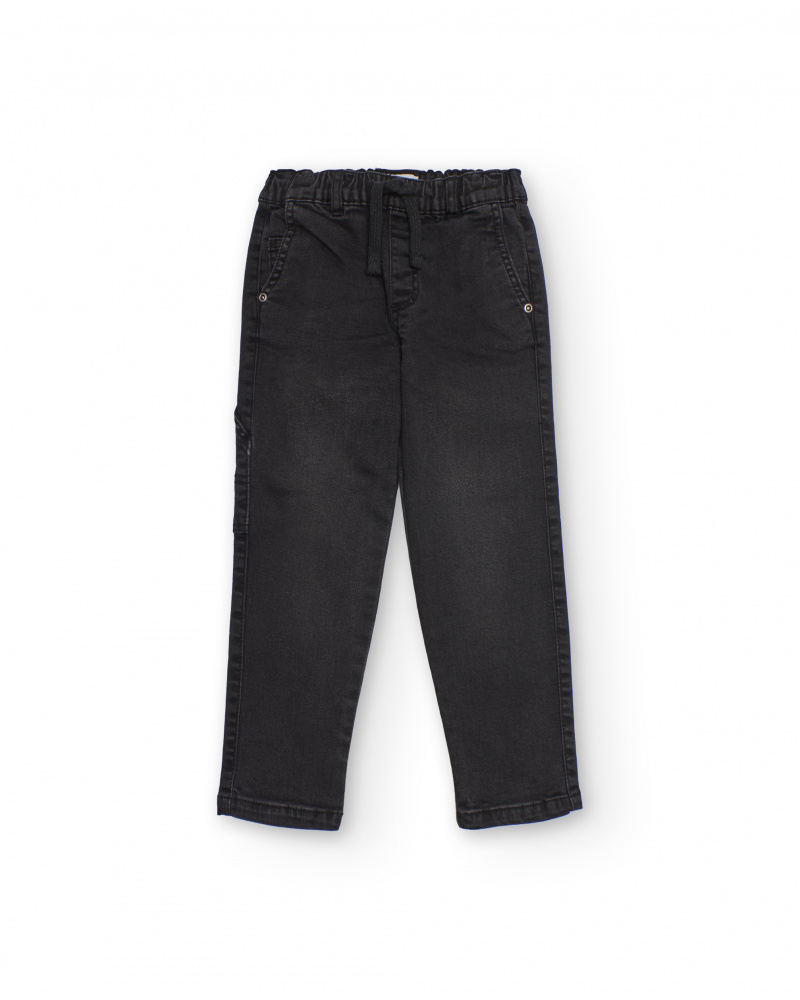 Calça cargo preta para menino com cintura elástica