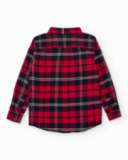 Camisa de flanela infantil com estampa xadrez em vermelho e