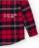 Camisa de flanela infantil com estampa xadrez em vermelho e