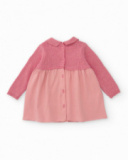 Vestido de malha para menina em tons de rosa com detalhe de Vestido de malha para menina em tons de rosa com detalhe de